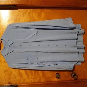 Chico's Blue Button Front Shirt w/roll Tab Sleeves & Pockets